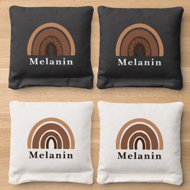Fun African American Black History Melanin Rainbow Cornhole Bags (Wood)