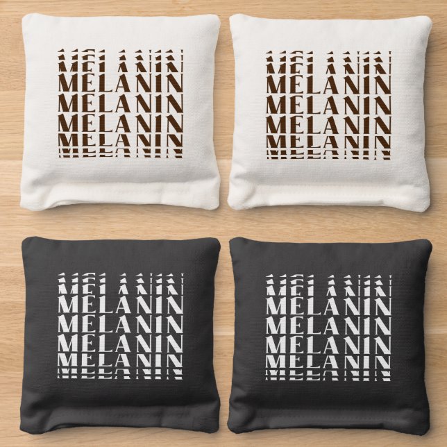 Fun African American Black History Month Melanin Cornhole Bags (Wood)