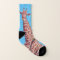 Fun African Giraffe in Watercolor Blue
