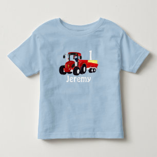 Fun Age and Name Red Tractor Birthday Toddler T-s T-shirt