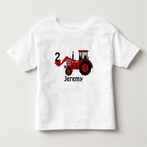 Fun Age and Name Red Tractor Birthday Toddler T_shirt