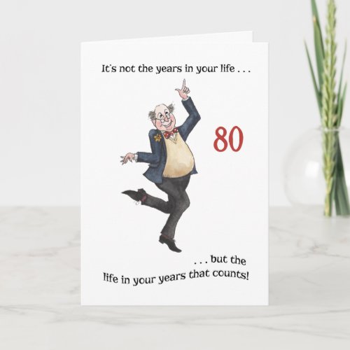 Fun Age-specific 80th Birthday Card for a Man