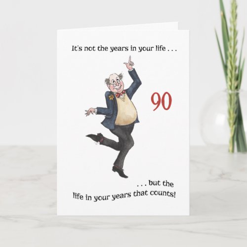 Fun Age_specific 90th Birthday Card for a Man
