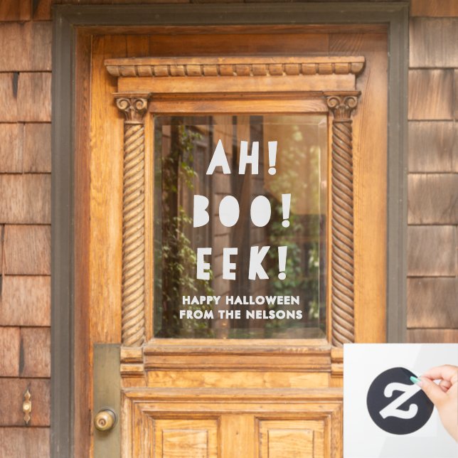 Fun Ah Boo Eek Happy Halloween White Custom  Window Cling (Home Door)
