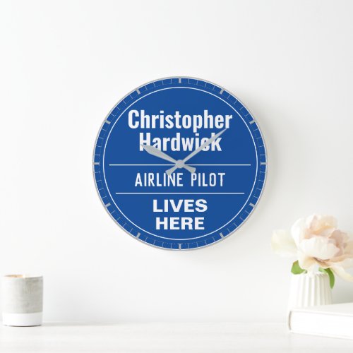 Fun Airline Pilot Wall Plaque Style Large Clock