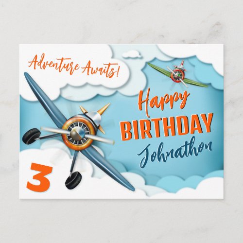 Fun Airplane Aviation Birthday Postcard