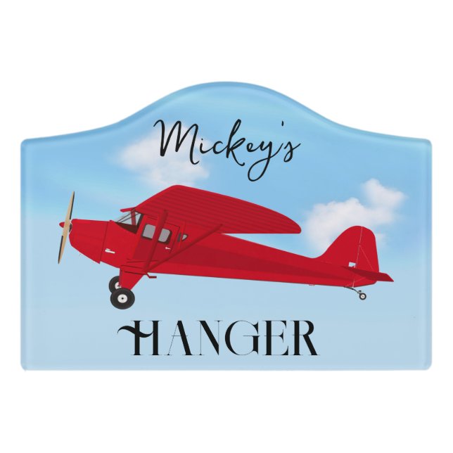 Fun Airplane Hanger Room Door Wall Sign (Small Crest Front)