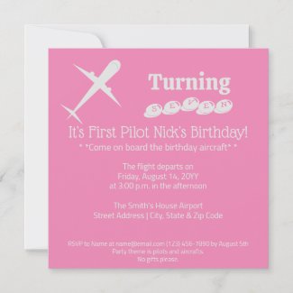 Fun Airplane Pilot Kids Birthday Party Pink