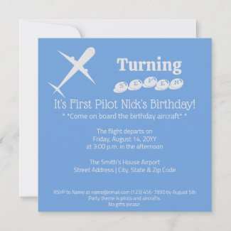 Fun Airplane Pilot Kids Blue Birthday Party