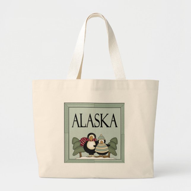 Fun Alaska Winter Design T-shirt Gift Large Tote Bag (Front)