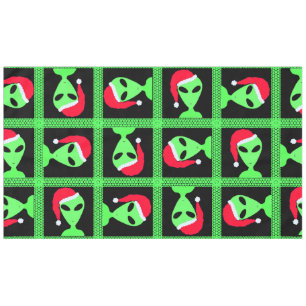 Fun Alien Santa Geek Humor Green And Black Fun Tablecloth