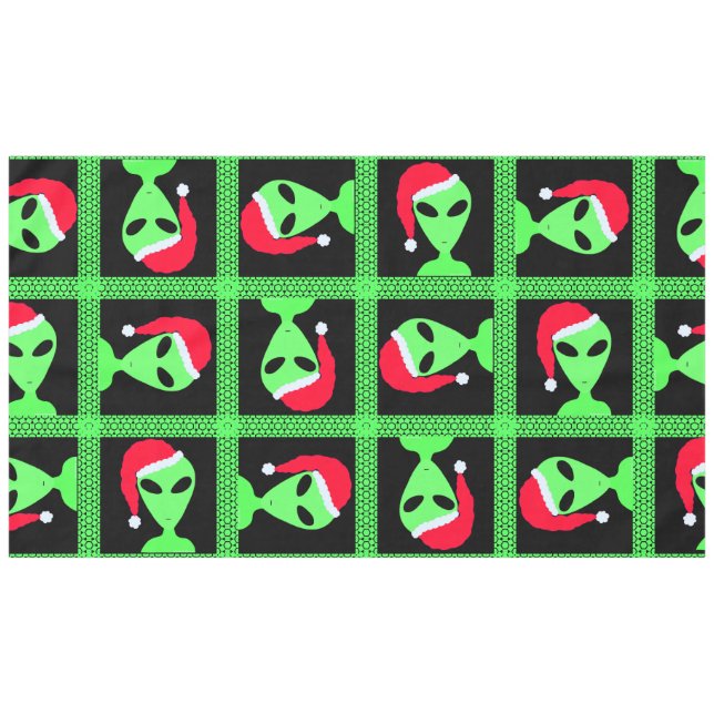 Fun Alien Santa Geek Humor Green And Black Fun Tablecloth (Front (Horizontal))