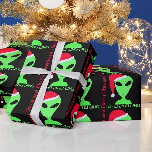 Fun Alien Santa Geek Humor LGM Christmas Wrapping Paper (Holidays)