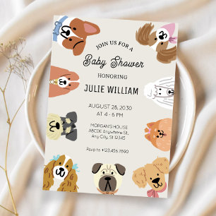 Fun all kinds of dogs head Baby Shower Invitation
