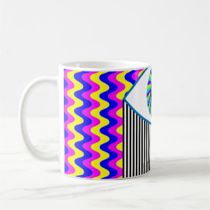 Fun all seeing eye digital art with multicolored w coffee mug