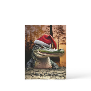 Fun Alligator in Santa Hat  Postcard