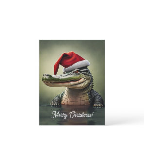 Fun Alligator in Santa Hat  Postcard