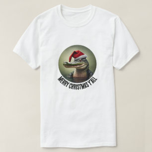 Fun Alligator in Santa Hat T-Shirt