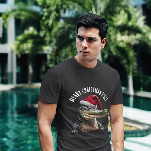Fun Alligator in Santa Hat  T_Shirt