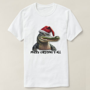 Fun Alligator in Santa Hat T-Shirt