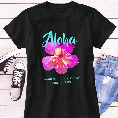 Fun Aloha Tropical Birthday Luau Party T_Shirt