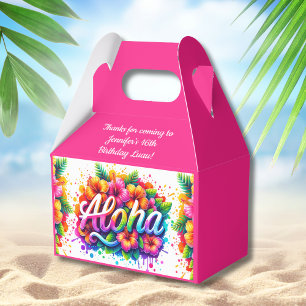 Fun Aloha Tropical Birthday Luau Pink Favor Boxes