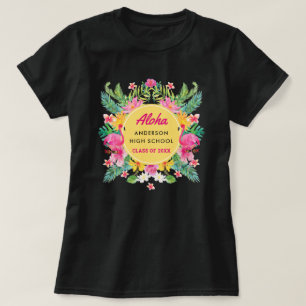 Fun Aloha Tropical Flamingo Graduation Luau T-Shirt