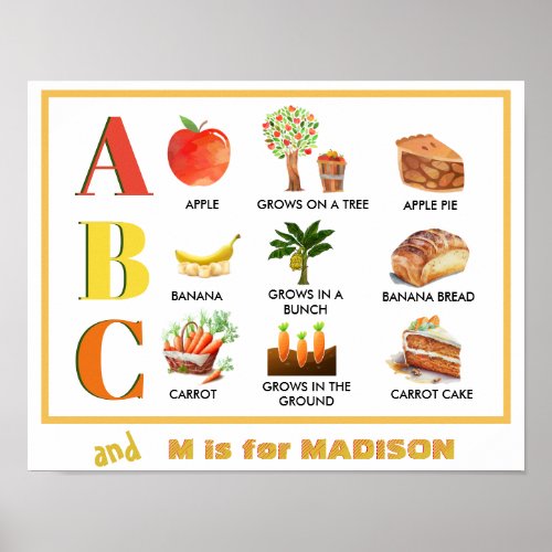 Fun Alphabet ABC Personalized Name Poster