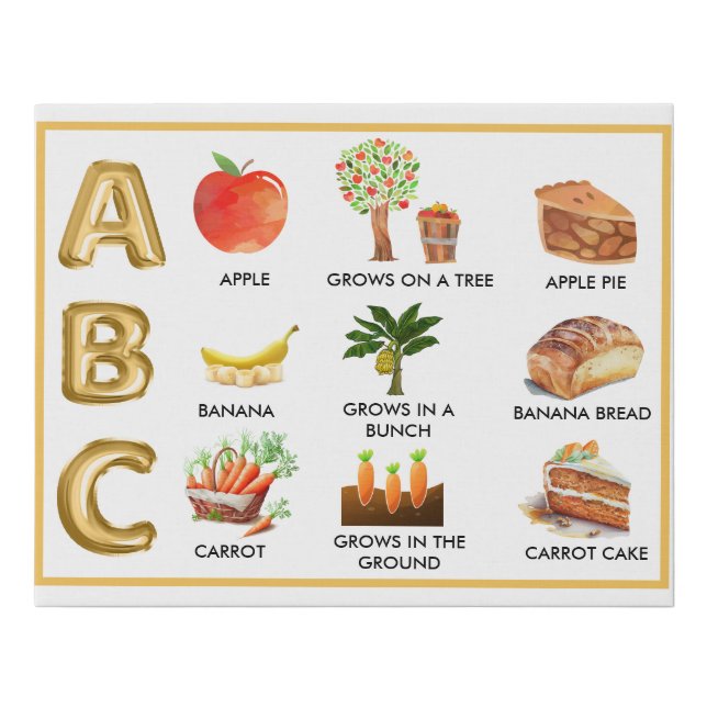 Fun Alphabet ABC's Personalized Name Faux Canvas Print (Front)