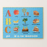 Fun Alphabet ABC's Personalized Name Jigsaw Puzzle<br><div class="desc">Fun educational puzzle for the family -- learn ABC's and learn something about veggie's -- how they grow and what they can become in our daily lives. And it is personalized with a first name. Any design questions or special requests, just send a chat or an email to charmdesignstudio@rcn.com and...</div>