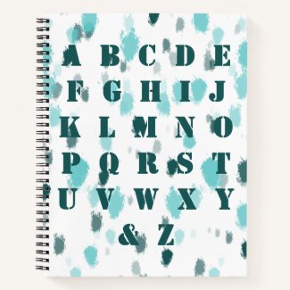 Fun Alphabet Splash of Color Blue Green & Grey 
