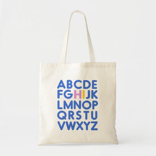 Fun Alphabet Typography Simple Blue Library Tote Bag