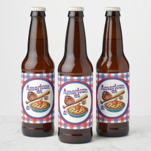 Fun American as Baseball & Apple Pie Beer Bottle Label
