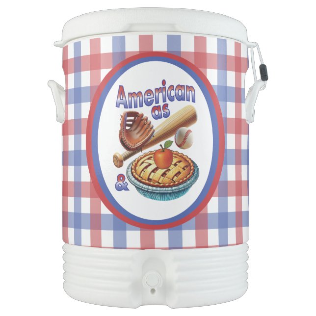 Fun American as Baseball & Apple Pie  Beverage Cooler (Front)