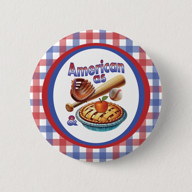 Fun American as Baseball & Apple Pie  Button (Front)