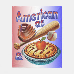 Fun American as Baseball & Apple Pie Fleece Blanket