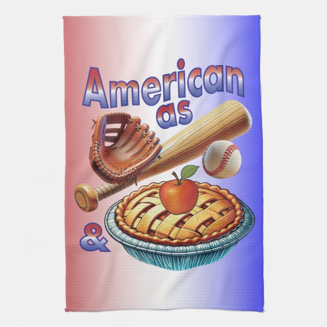 Fun American as Baseball & Apple Pie  Kitchen Towel (Vertical)