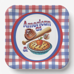 Fun American as Baseball & Apple Pie  Paper Plates