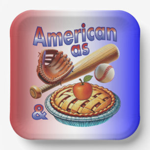 Fun American as Baseball & Apple Pie  Paper Plates