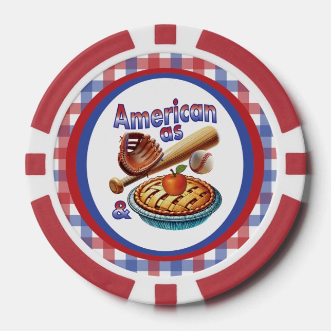 Fun American as Baseball & Apple Pie  Poker Chips (Front)