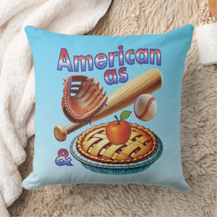 Fun American as Baseball & Apple Pie  Throw Pillow