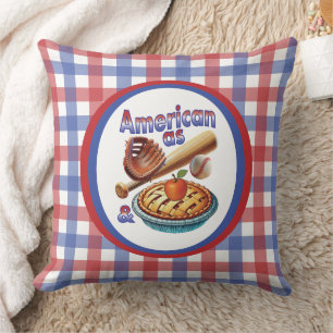 Fun American as Baseball & Apple Pie Throw Pillow