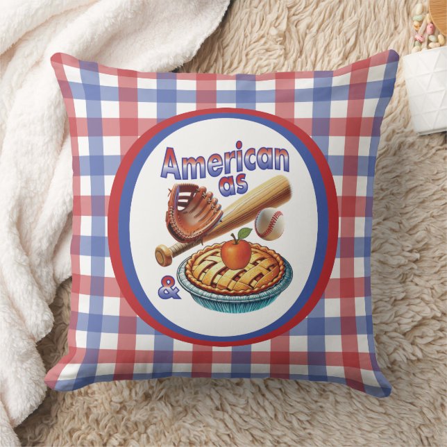 Fun American as Baseball & Apple Pie  Throw Pillow (Blanket)