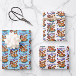 Fun American as Baseball & Apple Pie Wrapping Paper Sheets