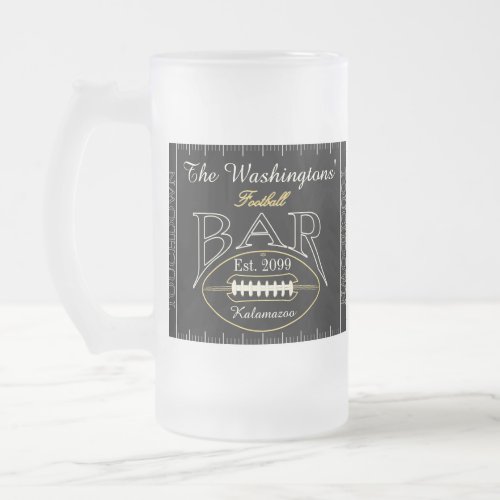 Fun American Football Bar Drinkware Beer  Frosted Glass Beer Mug