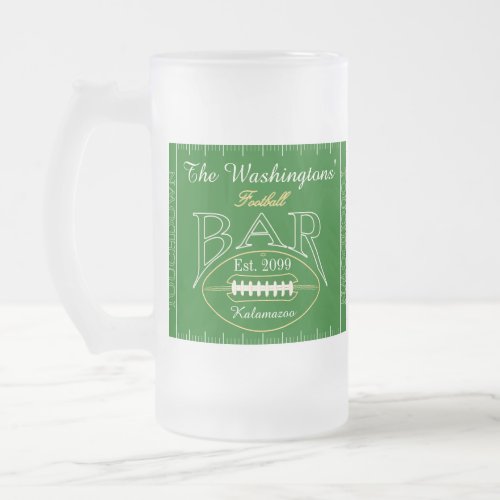 Fun American Football Bar Drinkware Beer  Frosted Glass Beer Mug