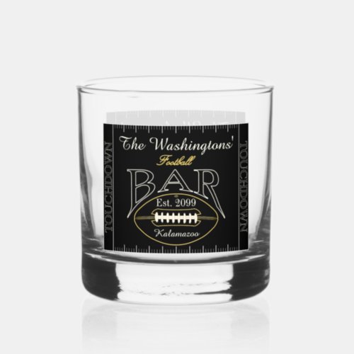 Fun American Football Bar Drinkware Rocks Whiskey Glass