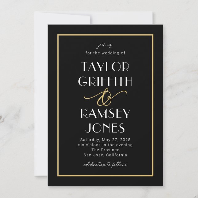 Fun Ampersand Editable Color Wedding Invitation (Front)