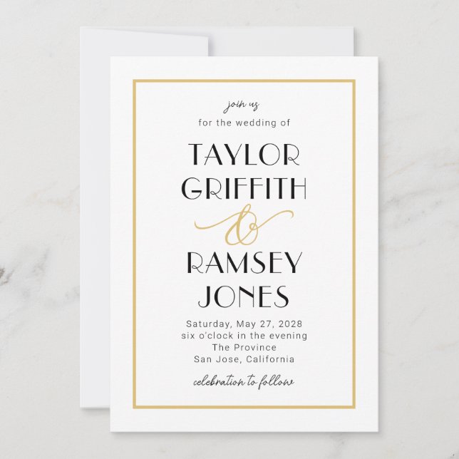 Fun Ampersand Editable Color Wedding Invitation (Front)