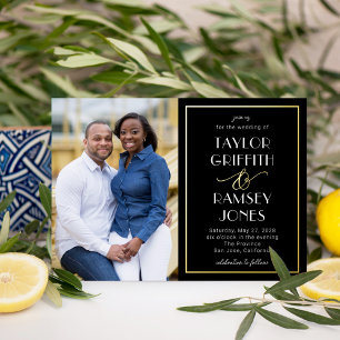 Fun Ampersand FOIL Editable Color Photo Wedding Foil Invitation